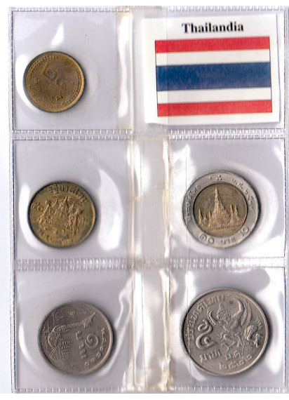 Thailandia serietta composta da 5 monete compresa la bimetallica da 10 Bath